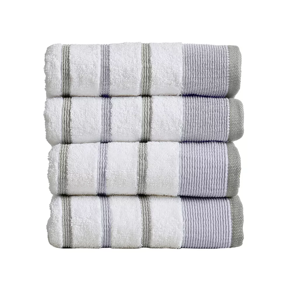 Great Bay Home Striped Cotton 4-pack Hand Towel Set
