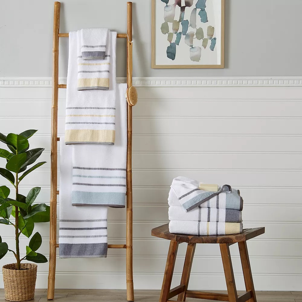 Great Bay Home Striped Cotton 4-pack Hand Towel Set - Image 2