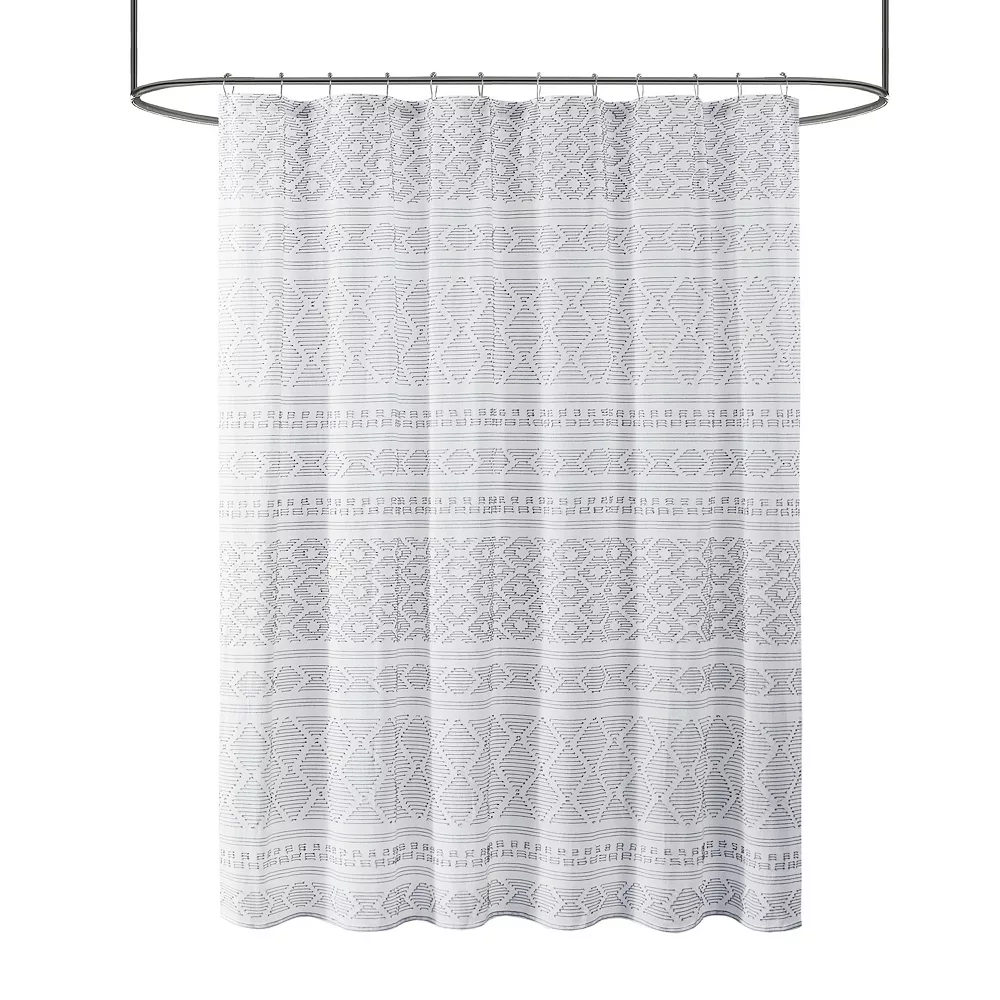 Urban Habitat Bailey Cotton Clip Jacquard Shower Curtain