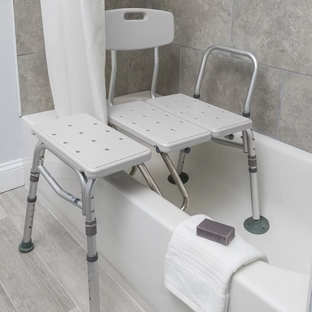 Drive Medical Splash Defense Senior Shower Transfer Bench With Curtain Guard - Image 3
