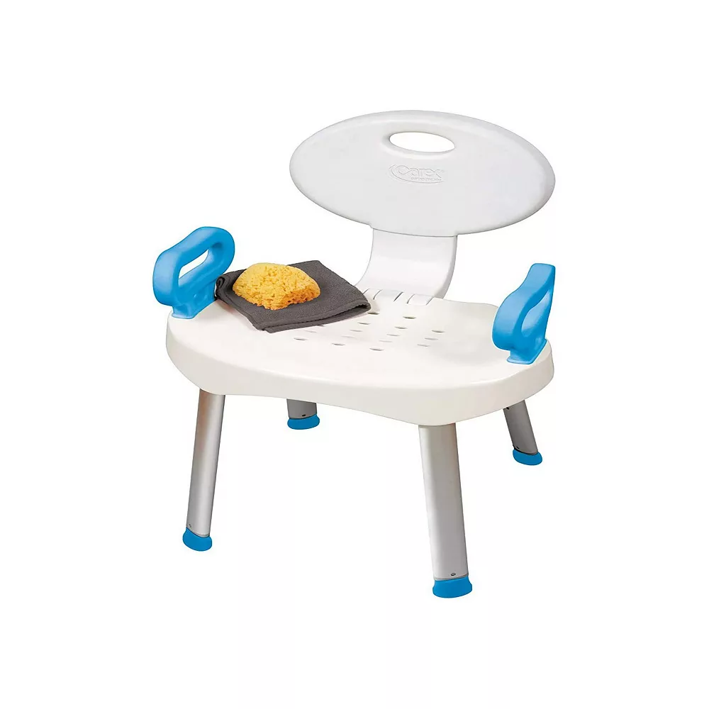 Carex E-Z Bath And Shower Seat With Handles - Shower Chair With Back For Elderly, Seniors, Handicap - Sturdy Frame - Supports Up To 300 Pounds
