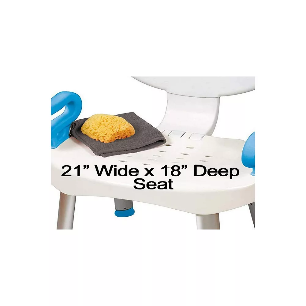 Carex E-Z Bath And Shower Seat With Handles - Shower Chair With Back For Elderly, Seniors, Handicap - Sturdy Frame - Supports Up To 300 Pounds - Image 2