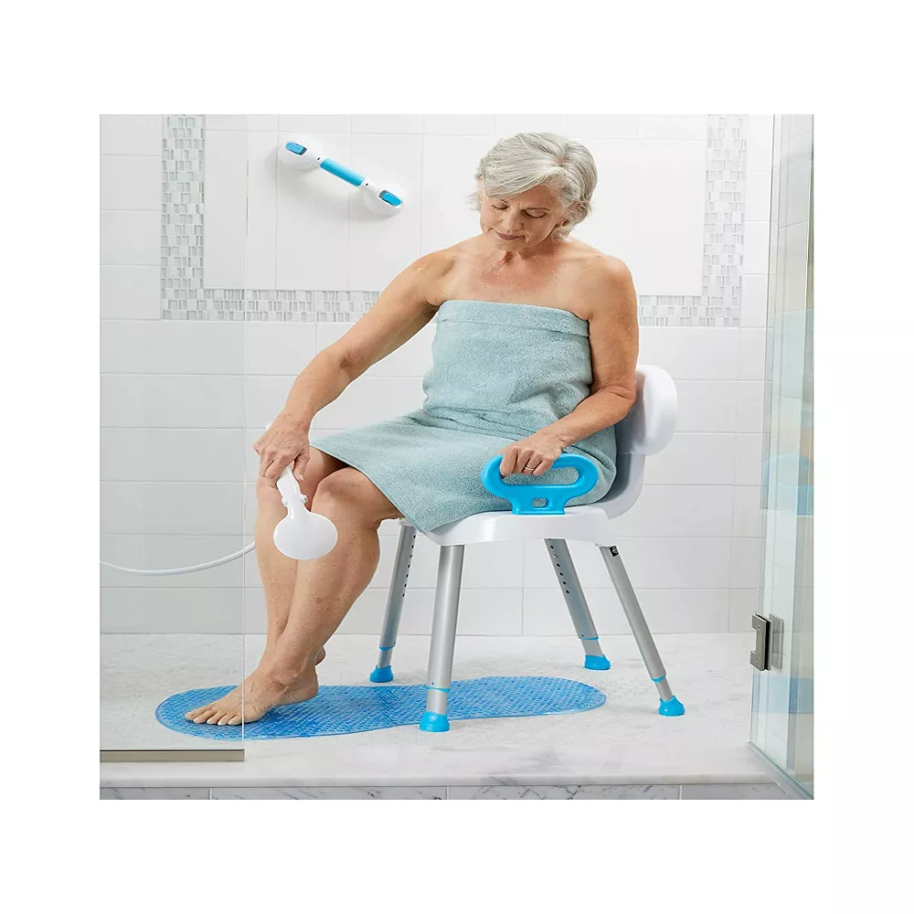 Carex E-Z Bath And Shower Seat With Handles - Shower Chair With Back For Elderly, Seniors, Handicap - Sturdy Frame - Supports Up To 300 Pounds - Image 3