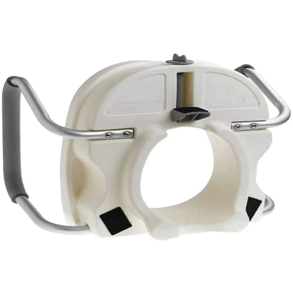 Carex E-Z Lock Raised Toilet Seat With Handles - 5 Inch Toilet Seat Riser With Arms - Fits Most Toilets - Image 2