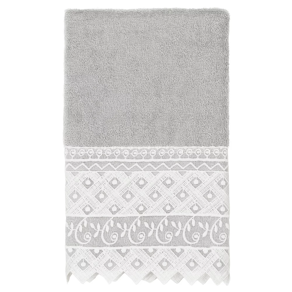 Linum Home Textiles Turkish Cotton Aiden 3-piece White Lace Embellished Towel Set - Image 2