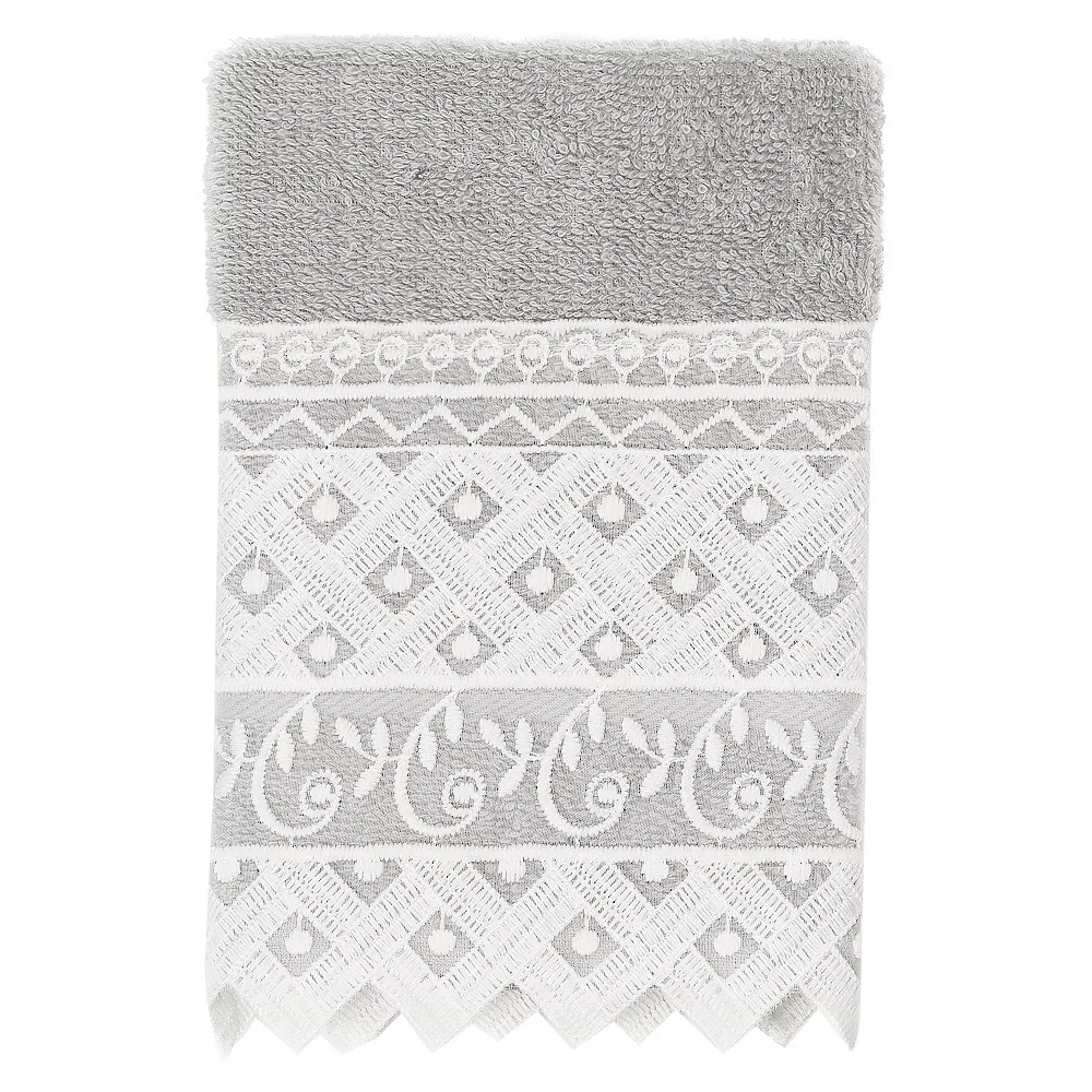 Linum Home Textiles Turkish Cotton Aiden 3-piece White Lace Embellished Towel Set - Image 3