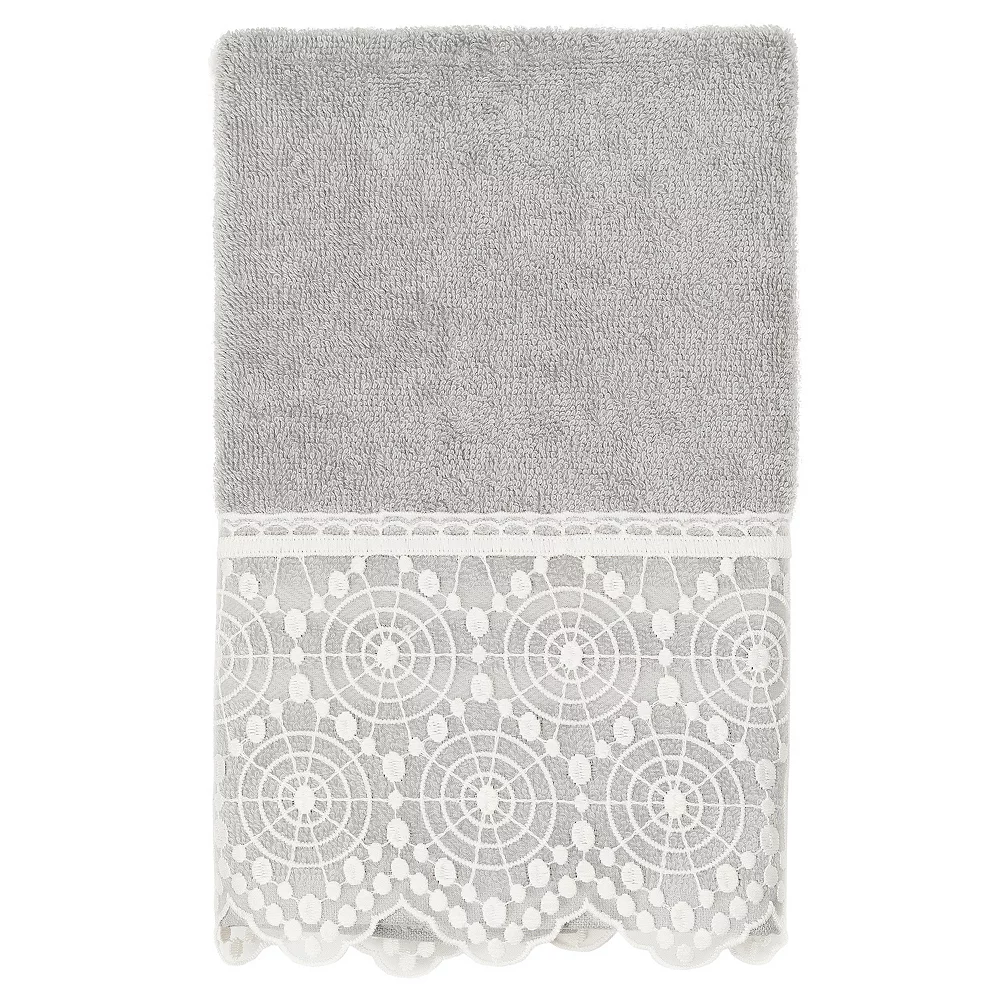 Linum Home Textiles Turkish Cotton Arian Cream Lace Embellished Hand Towel