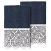 Linum Home Textiles Turkish Cotton Arian 2-piece Cream Lace Embellished Hand Towel Set