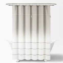 Lush Décor Lush Decor Ombre Embroidery Tassel Cotton Shower Curtain