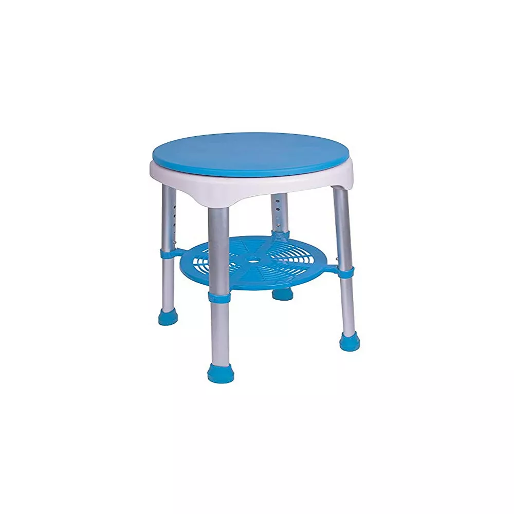 Carex Easy Swivel Shower Stool - Adjustable Rotating Bath Seat And Shower Chair For Elderly With Storage Tray