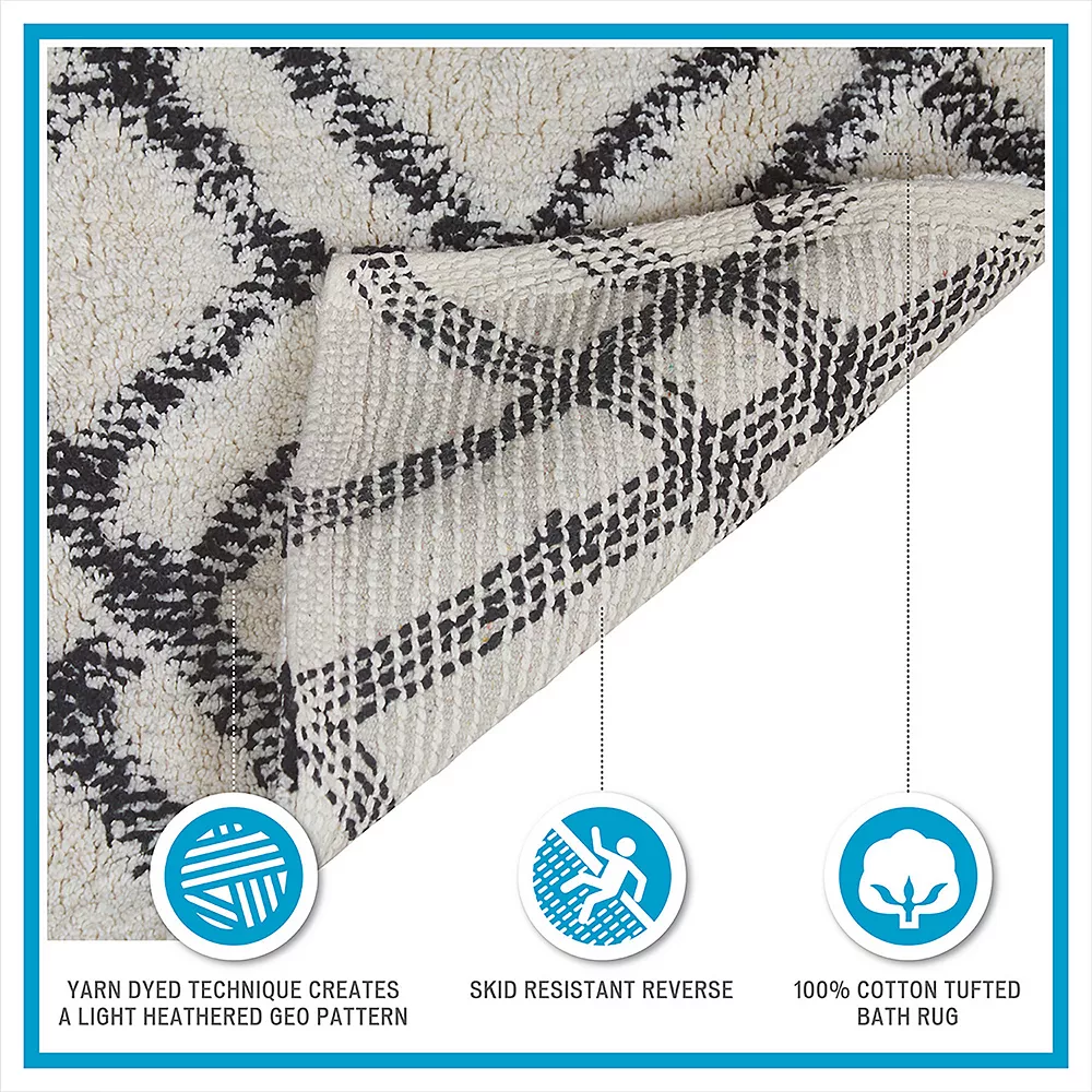 INK+IVY Ansel Geo Diamond Yarn Dyed Cotton Tufted Bath Rug - Image 4