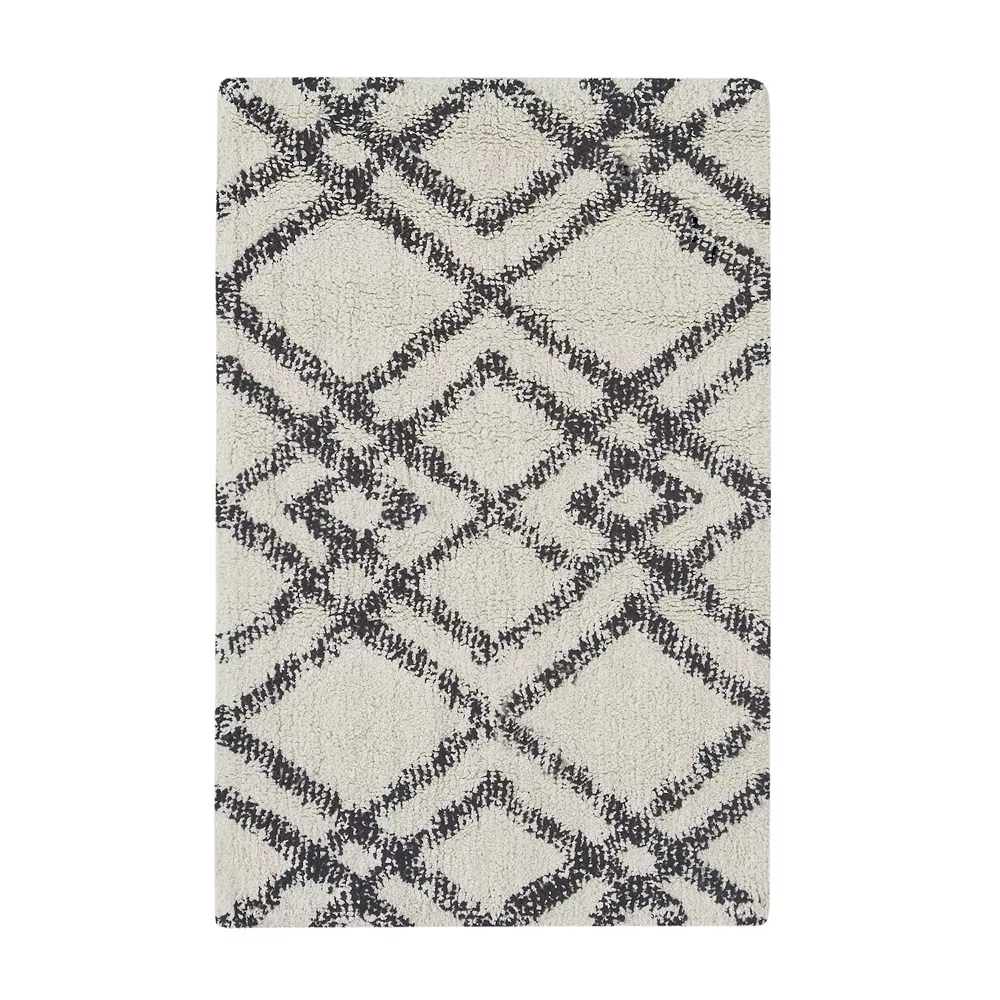 INK+IVY Ansel Geo Diamond Yarn Dyed Cotton Tufted Bath Rug