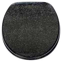 Sanilo Round Soft Close Lid Wood Adjustable Toilet Seat, Glittering Black