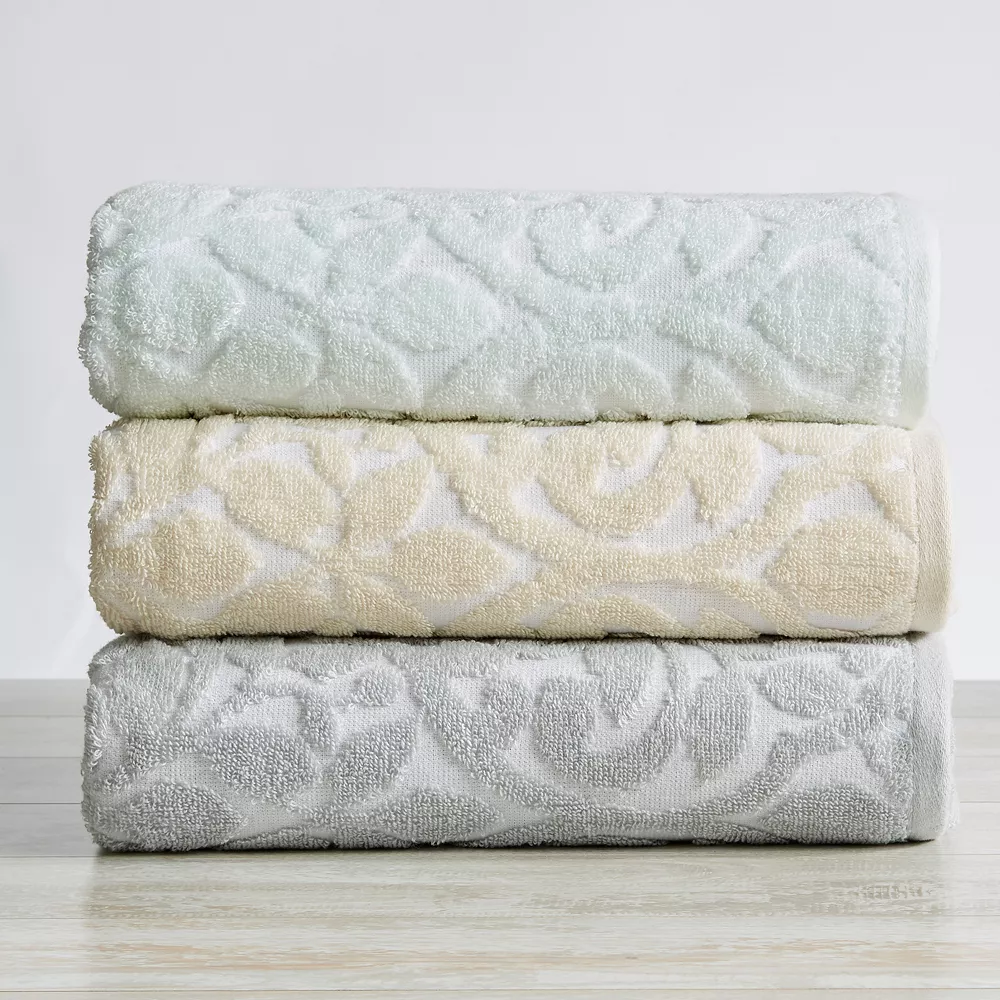 Great Bay Home Cassie Cotton Jacquard 4-pack Hand Towel Set - Image 3