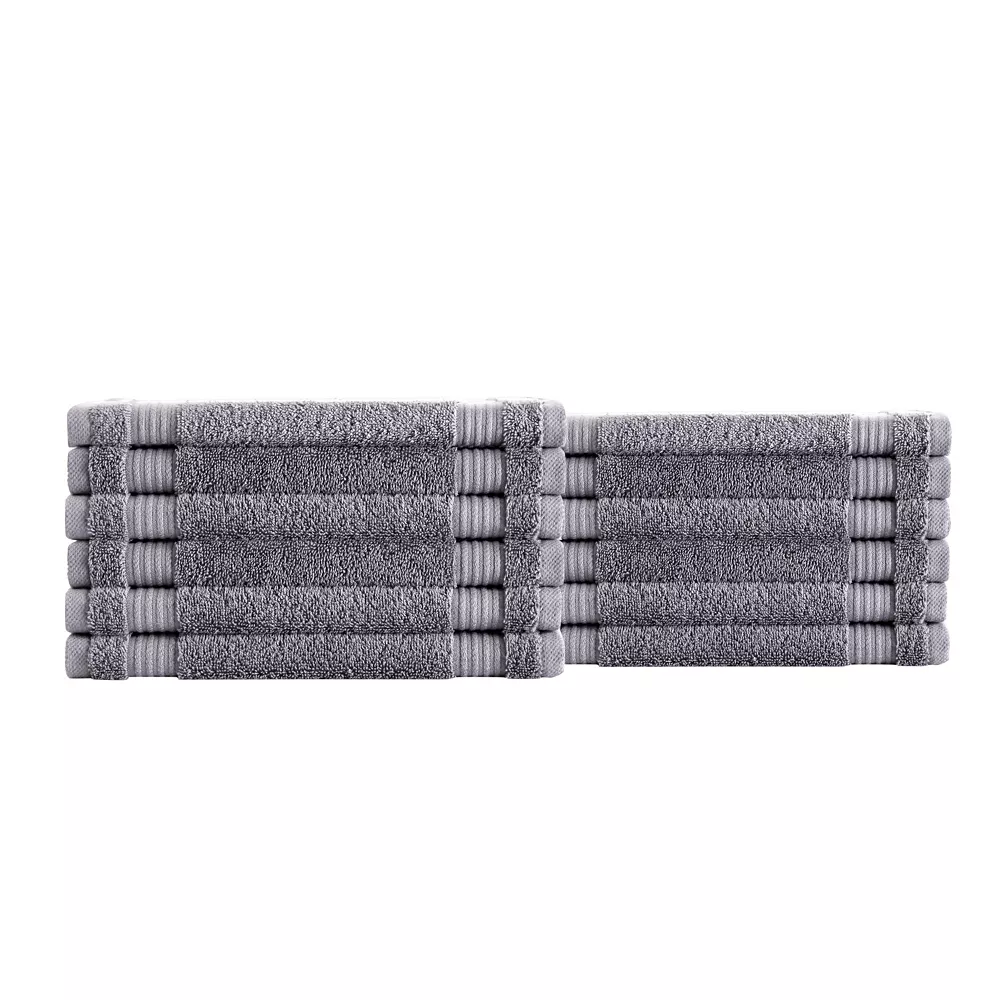 Classic Turkish Towels Genuine Cotton Soft Absorbent Amadeus Washcloths 12x12 12 Piece Set