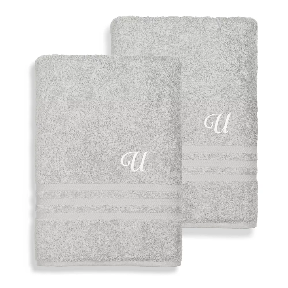 Linum Home Textiles Turkish Cotton Denzi 2-pack Personalized Bath Sheet Set