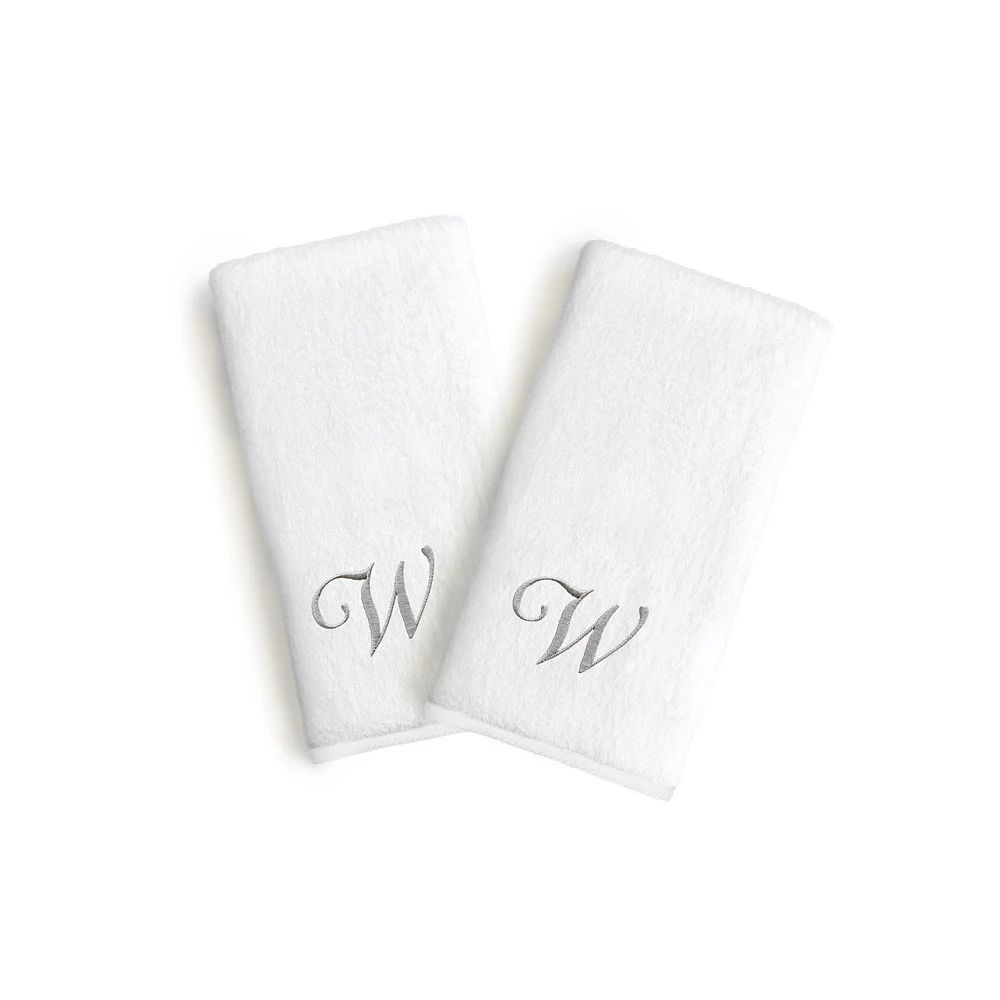 Linum Home Textiles Monogrammed Luxury Turkish Cotton Novelty Hand Towels 2-pack Set