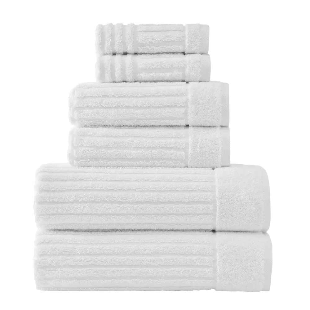Classic Turkish Towels Genuine Cotton Soft Absorbent Shimmer/Brampton 6 Piece Set With 2 Bath Towels, 2 Hand Towels, 2 Washcloths