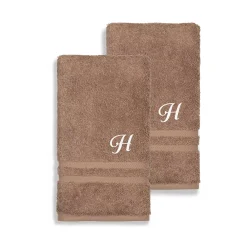 Linum Home Textiles Turkish Cotton Denzi 2-piece Personalized Hand Towel Set