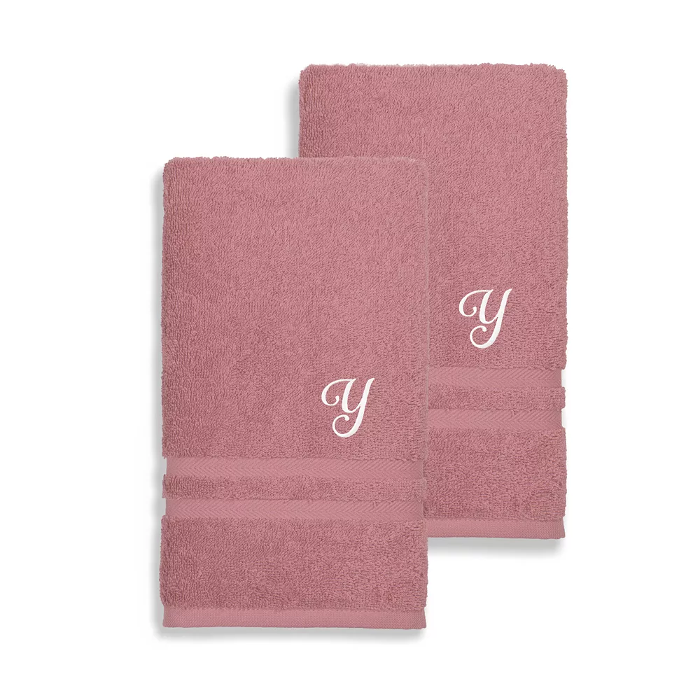 Linum Home Textiles Turkish Cotton Denzi 2-piece Personalized Hand Towel Set