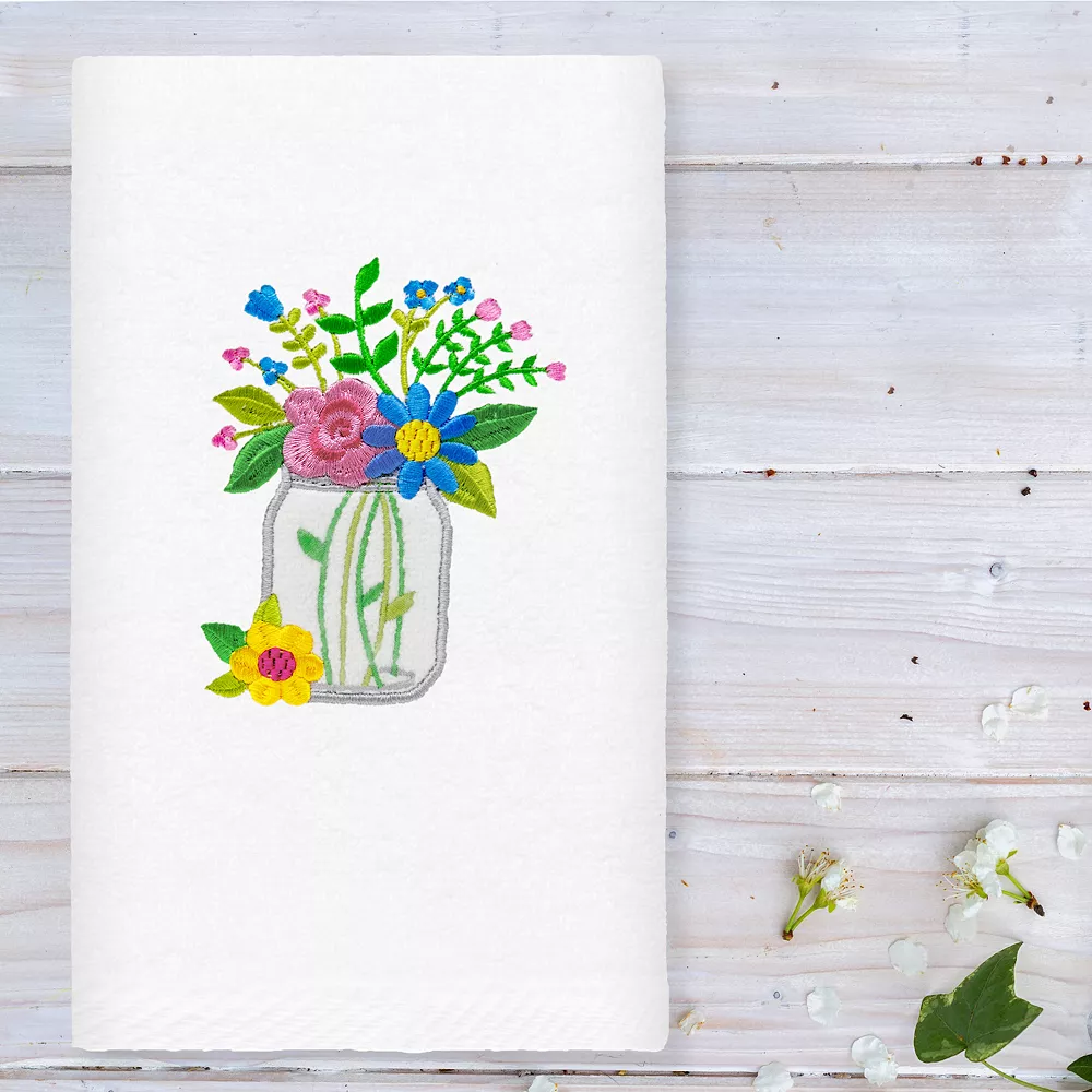 Linum Home Textiles Country Bouquet Embroidered Luxury Turkish Cotton Hand Towel - Image 2