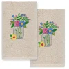 Linum Home Textiles Country Bouquet Embroidered Luxury Turkish Cotton Hand Towels 2-pack Set