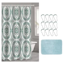 Popular Bath Candace 14-piece Microfiber Bath Rug & Shower Curtain Set