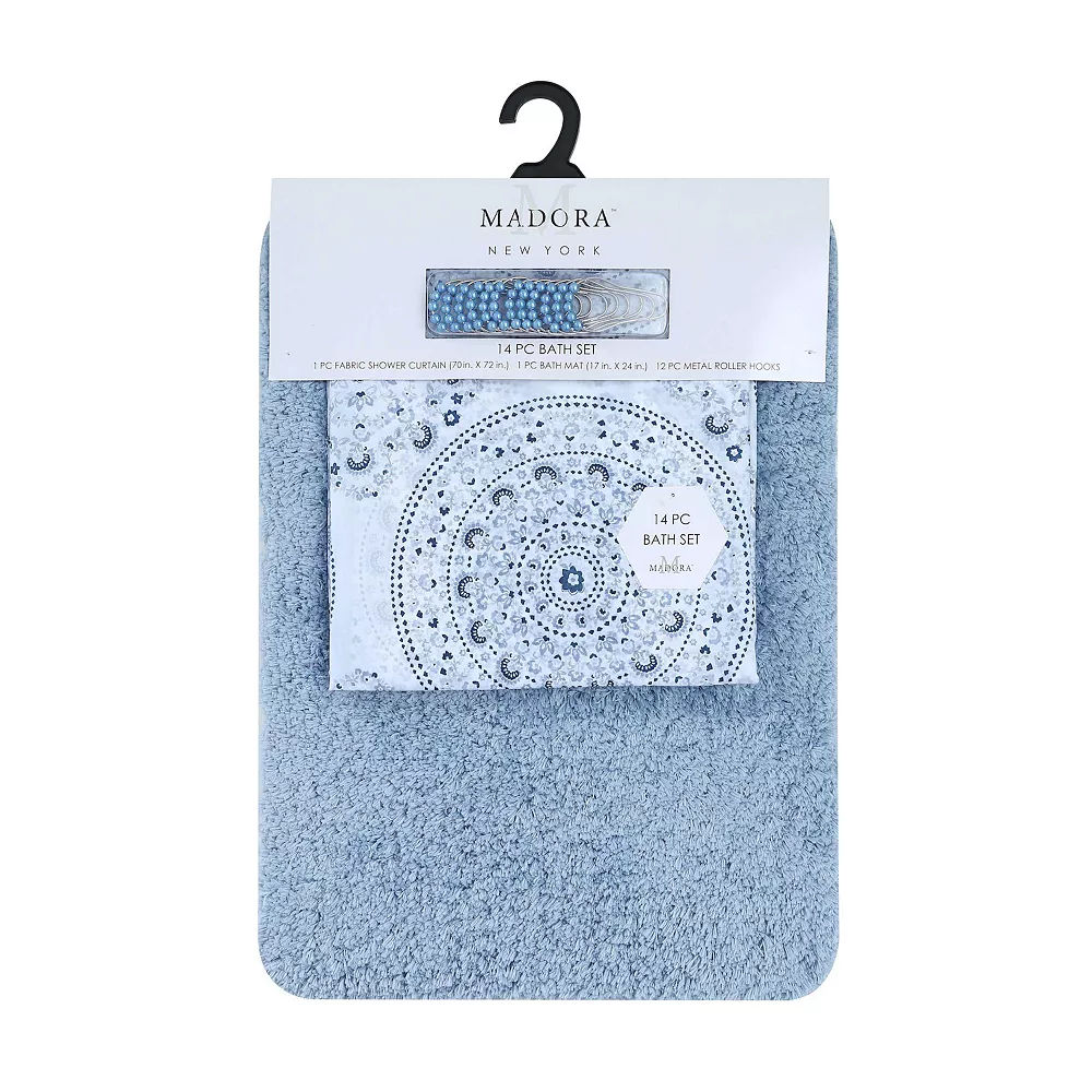 Popular Bath Giovanna 14-piece Microfiber Bath Rug & Shower Curtain Set - Image 3