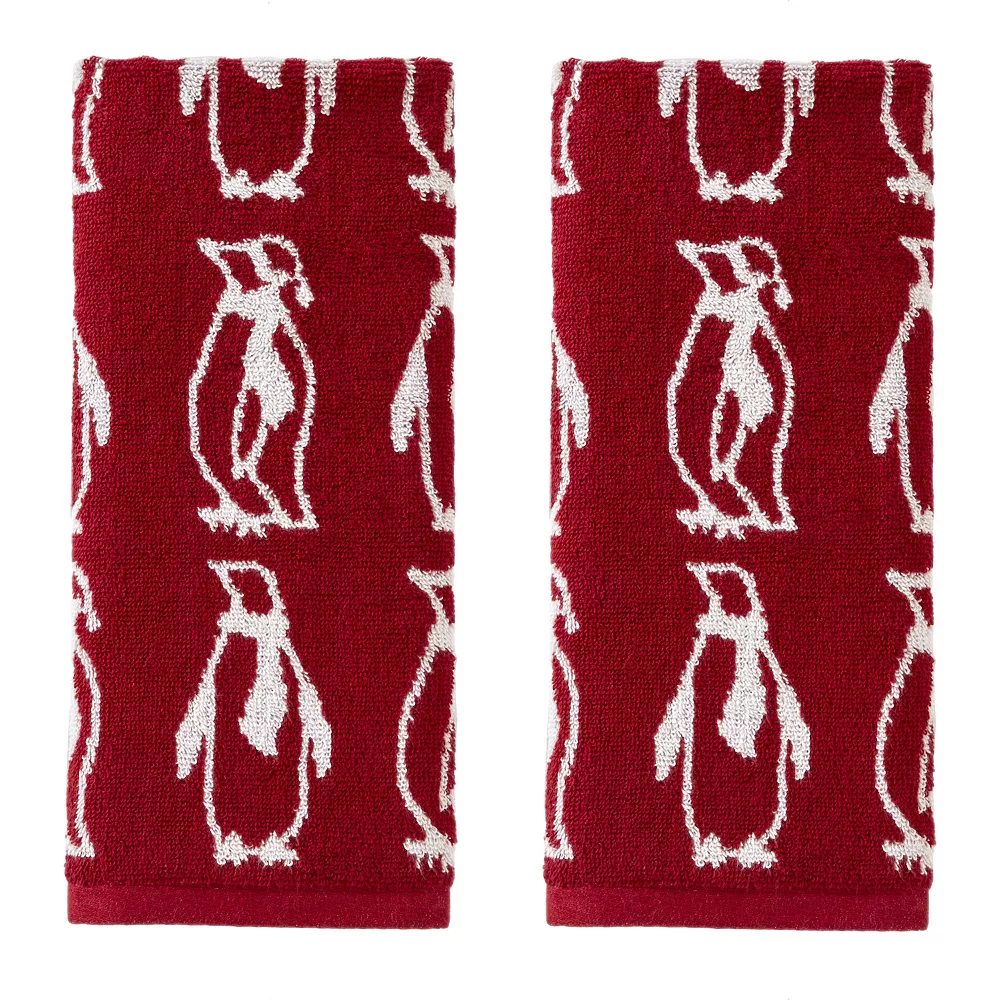Vern Yip By SKL Home Arctic March Penguin 2-piece Hand Towel Set 1 Vern Yip By SKL Home Arctic March Penguin 2-piece Hand Towel Set