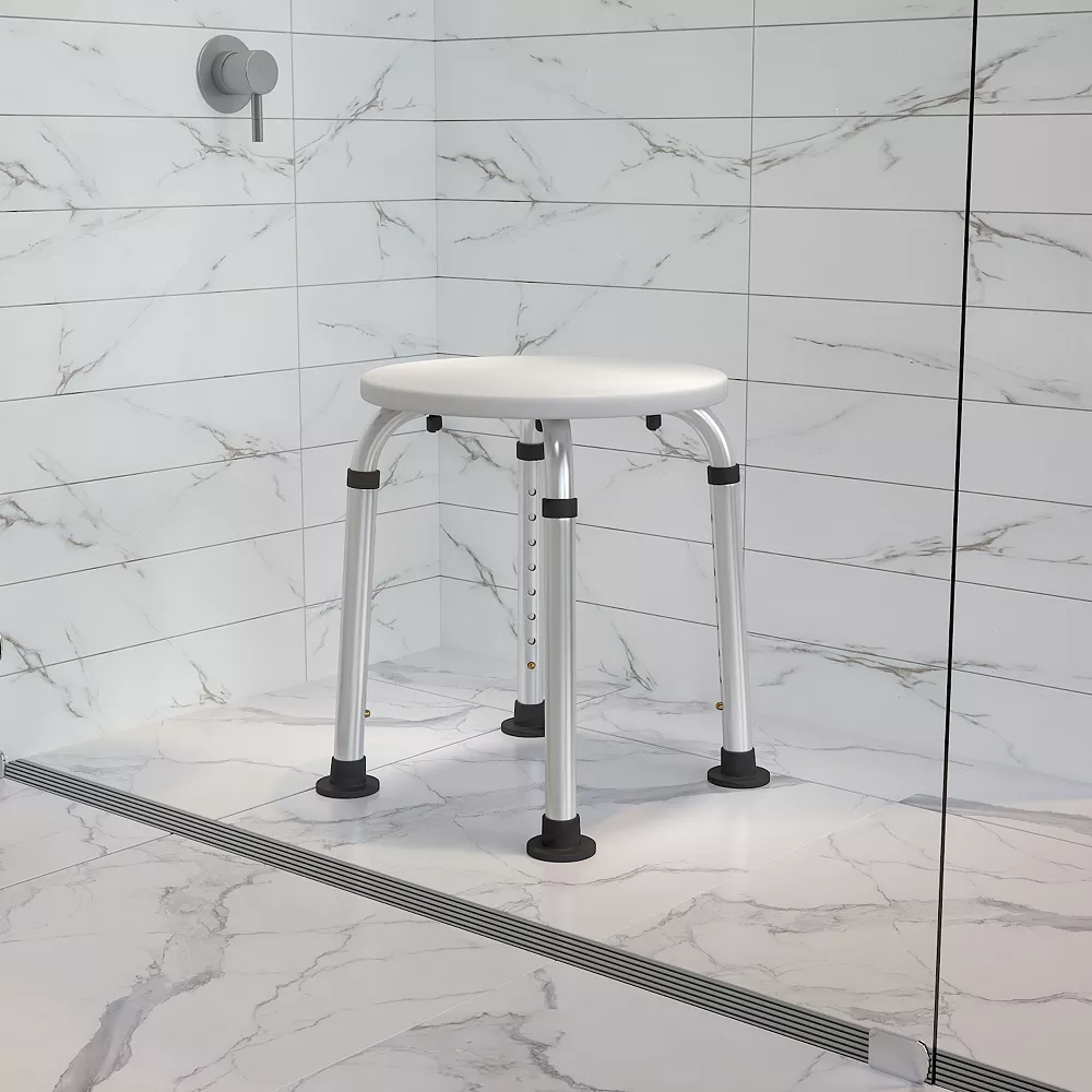 Emma+Oliver Emma And Oliver Tool-Free 300 Lb. Capacity, Adjustable White Bath & Shower Stool - Image 2