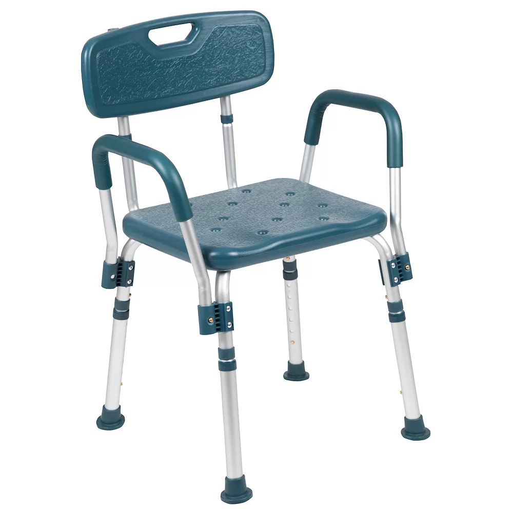 Emma+Oliver Emma And Oliver 300 Lb. Capacity Quick Release Back & Arm Navy Shower Chair