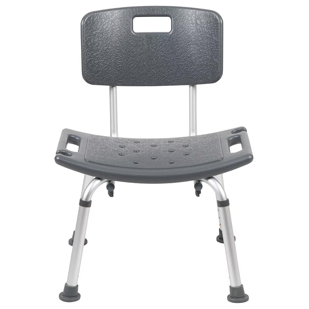 Emma+Oliver Emma And Oliver Tool-Free 300 Lb. Capacity, Adjustable Gray Bath & Shower Chair With Back - Image 4