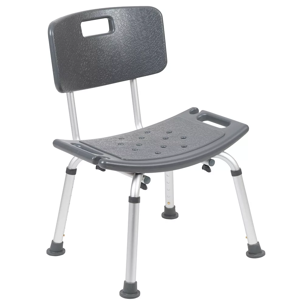 Emma+Oliver Emma And Oliver Tool-Free 300 Lb. Capacity, Adjustable Gray Bath & Shower Chair With Back