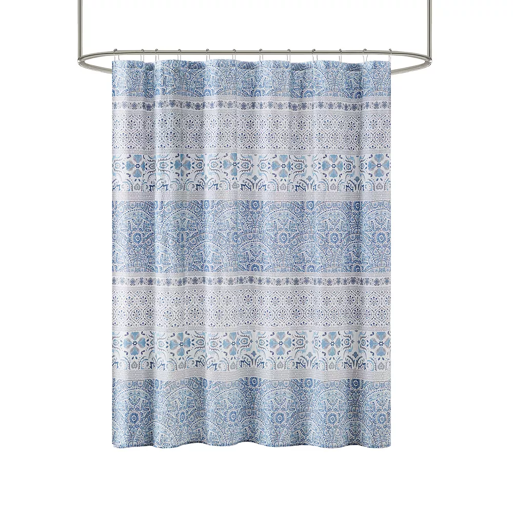 Madison Park Noa Seersucker Printed Shower Curtain 1 Madison Park Noa Seersucker Printed Shower Curtain