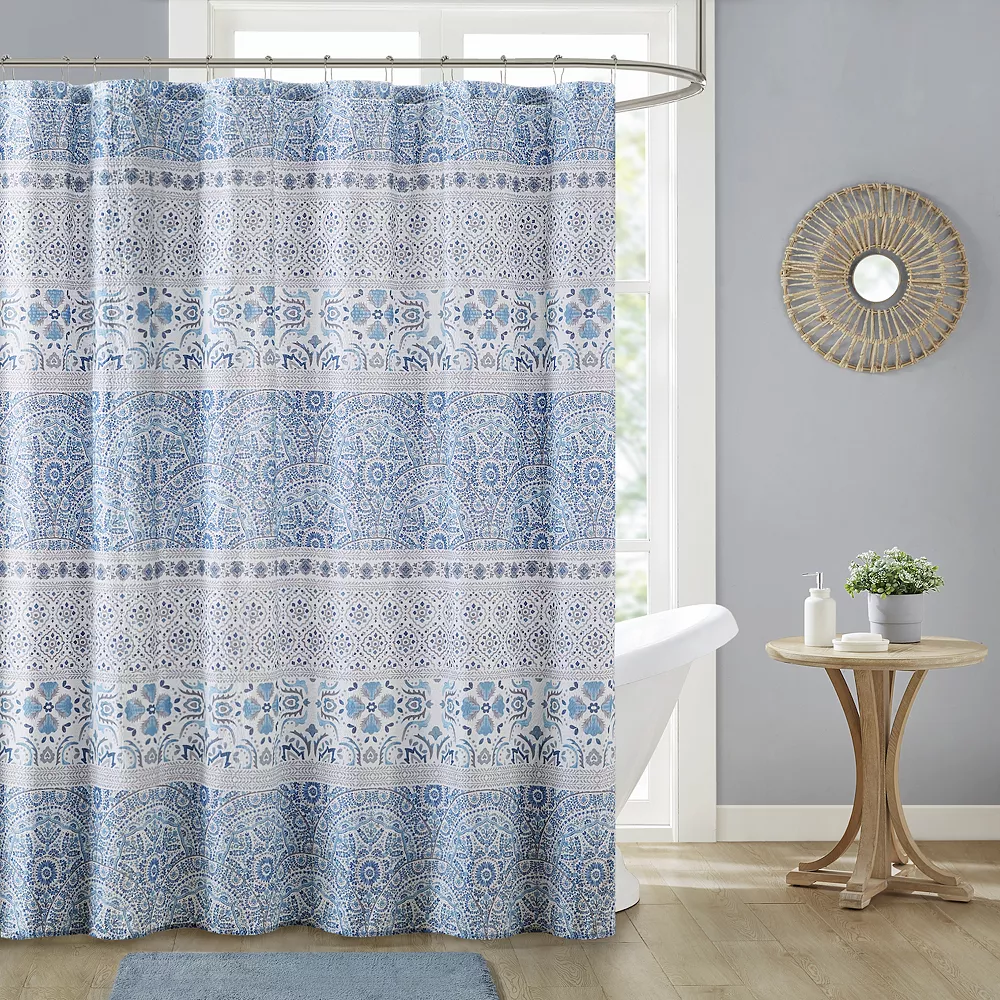 Madison Park Noa Seersucker Printed Shower Curtain 2 Madison Park Noa Seersucker Printed Shower Curtain - Image 2