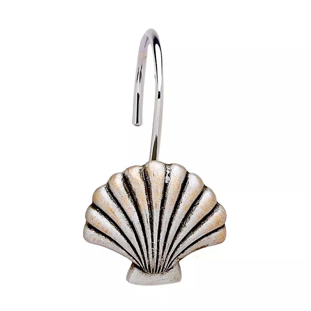 Carnation Home Fashions Seaside Resin Shower Curtain Hooks, Silver
