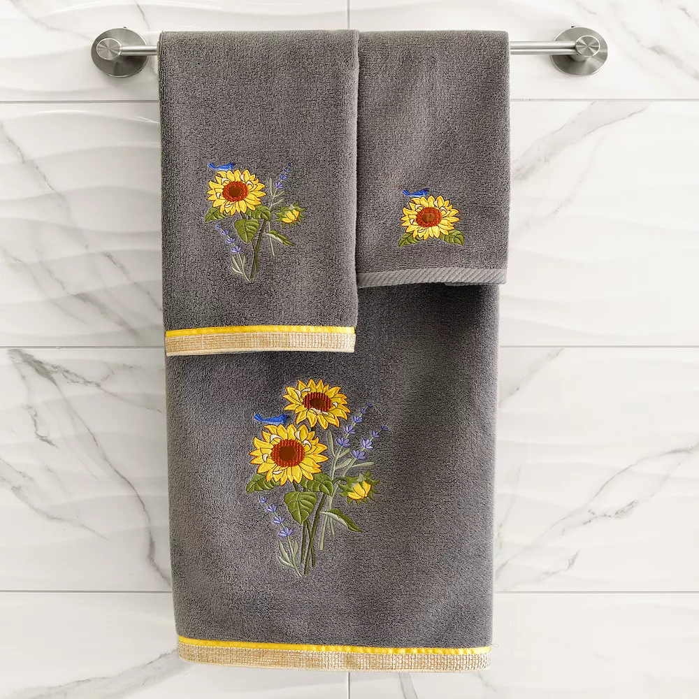 Linum Home Textiles Turkish Cotton Girasol 2-piece Embellished Hand Towel Set - Image 2