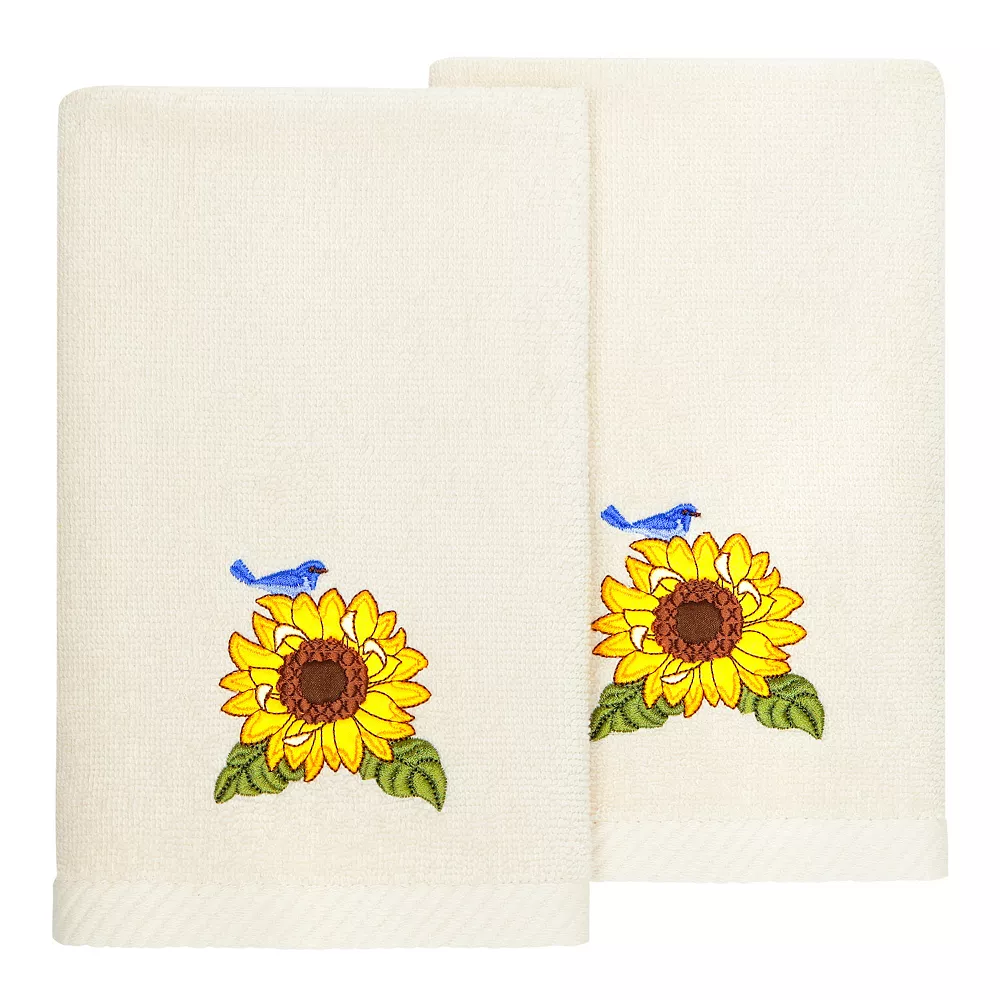 Linum Home Textiles Turkish Cotton Girasol 2-piece Embellished Fingertip Towel Set