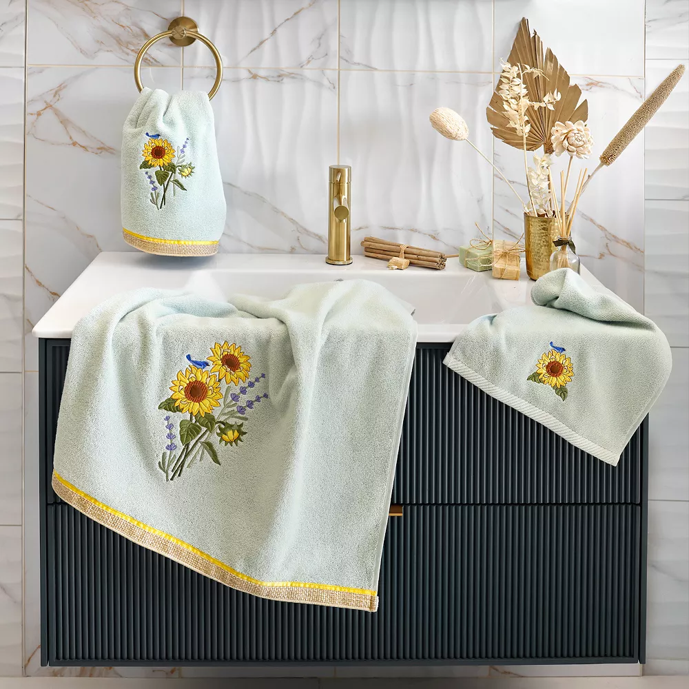 Linum Home Textiles Turkish Cotton Girasol 3-piece Embellished Towel Set - Image 2