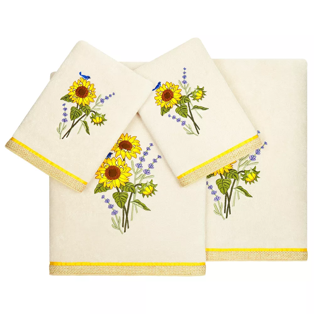 Linum Home Textiles Turkish Cotton Girasol 4-piece Embellished Towel Set