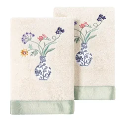Linum Home Textiles Turkish Cotton Stella 2-piece Embellished Hand Towel Set
