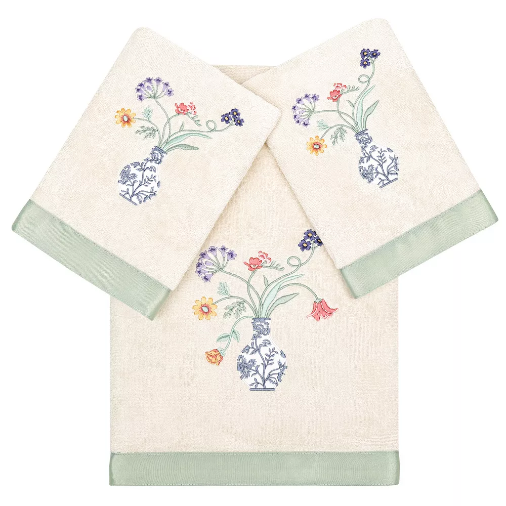 Linum Home Textiles Turkish Cotton Stella 3-piece Embellished Towel Set