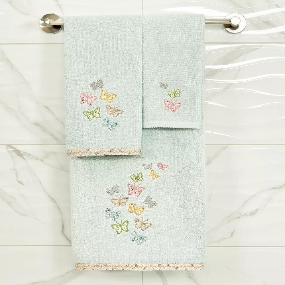 Linum Home Textiles Turkish Cotton Mariposa 2-piece Embellished Bath Towel Set - Image 3