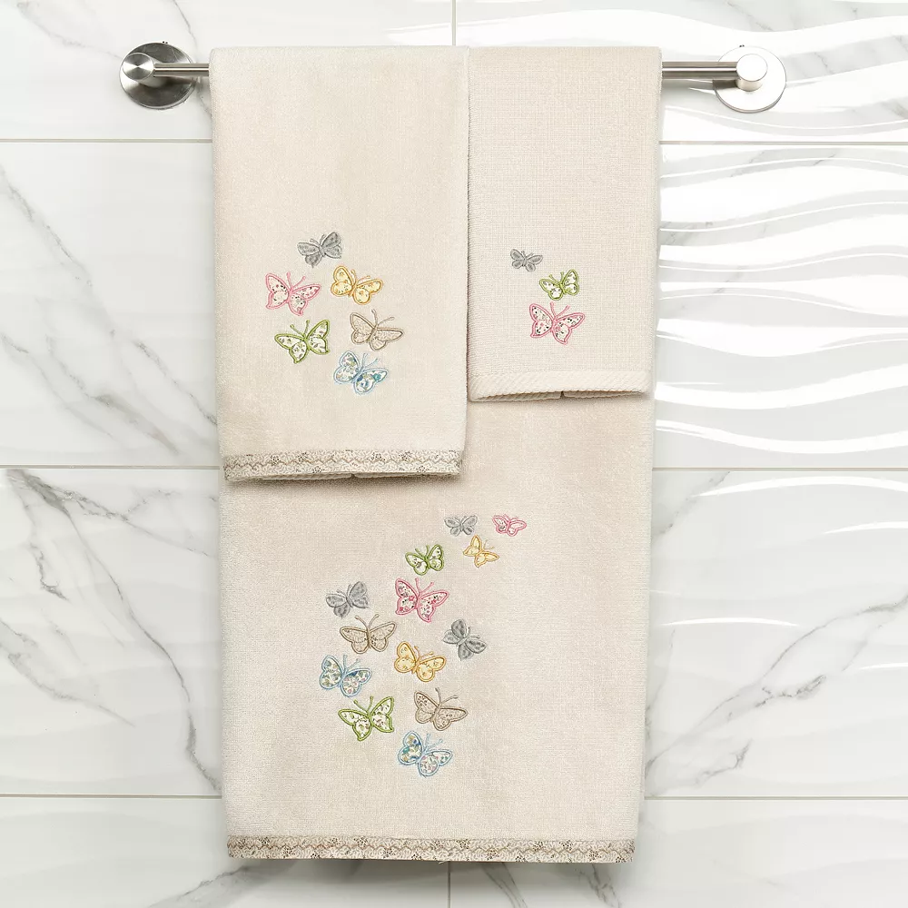 Linum Home Textiles Turkish Cotton Mariposa 2-piece Embellished Hand Towel Set - Image 3