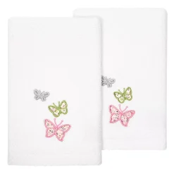Linum Home Textiles Turkish Cotton Mariposa 2-piece Embellished Fingertip Towel Set