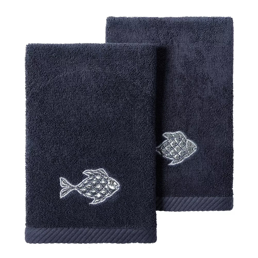 Linum Home Textiles Turkish Cotton Figi 2-piece Embellished Fingertip Towel Set