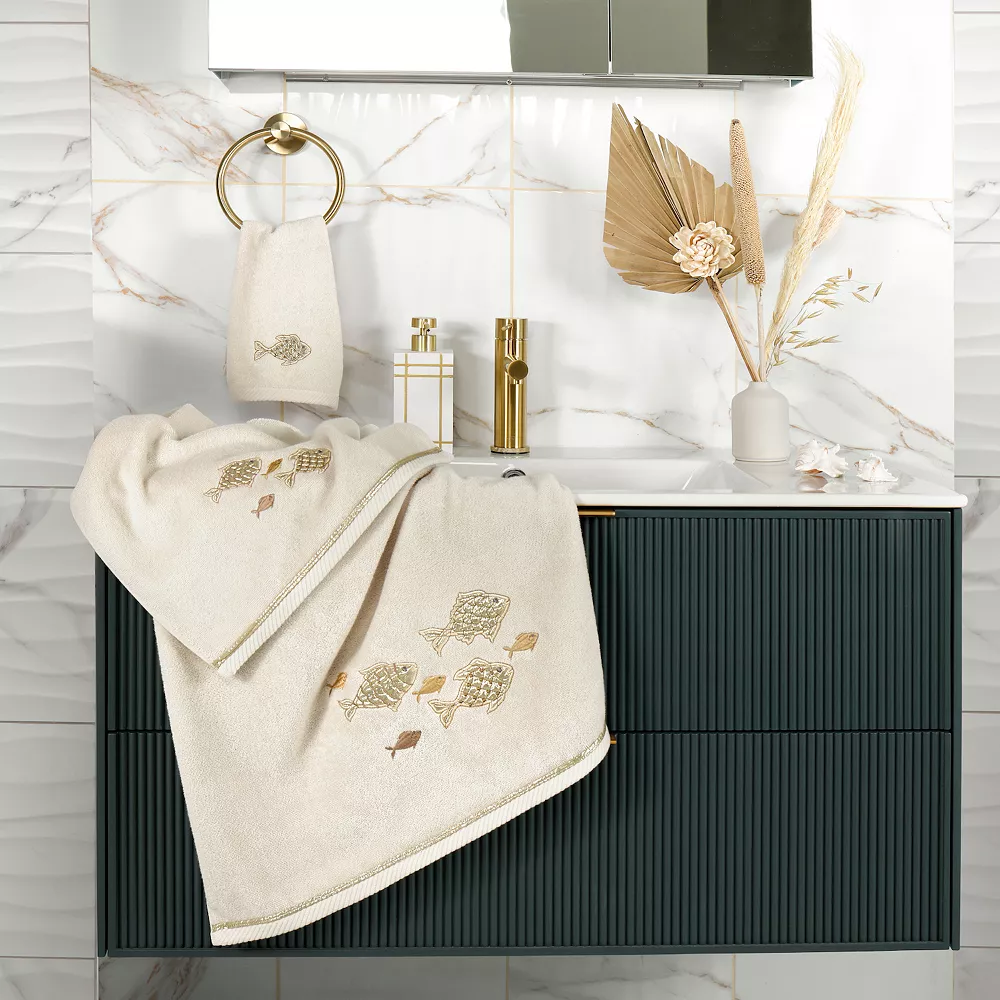 Linum Home Textiles Turkish Cotton Figi 3-piece Embellished Towel Set - Image 2