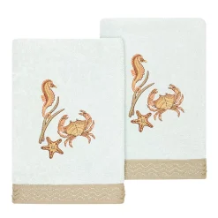 Linum Home Textiles Turkish Cotton Aaron 2-piece Embellished Hand Towel Set