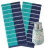 SKL Home Colorblock Striped Hand Towel & Good Vibes Speckled Terrazo Soap Pump Set