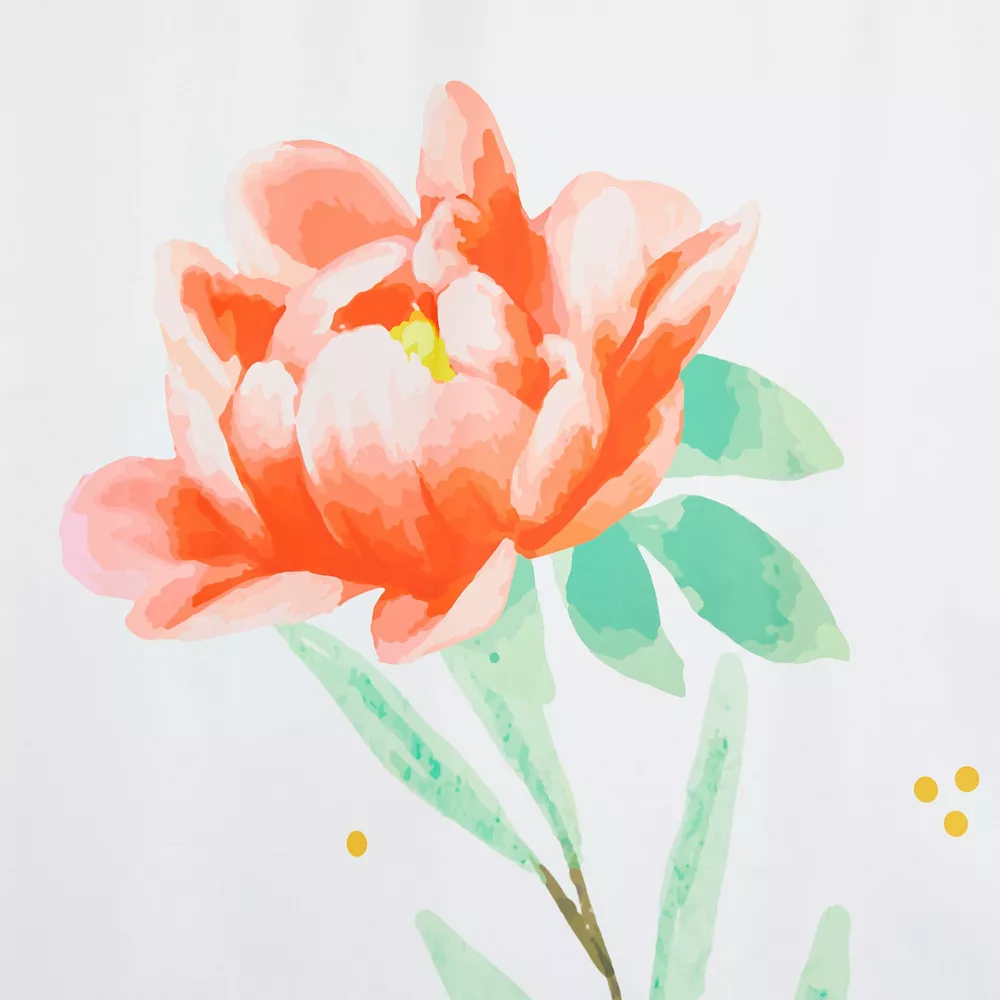 Juvale Floral Shower Curtain Set With 12 Hooks, Watercolor Flower Bathroom Decor (72 X 72 Inch) - Image 3